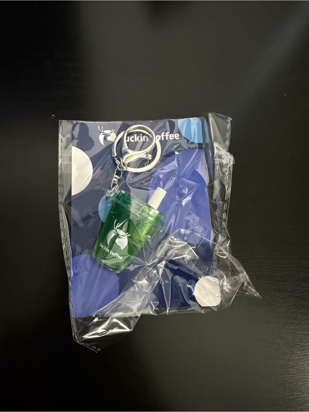 Luckin Coffee iced matcha latte keychain pendant